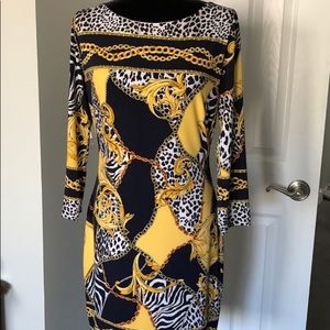 Lined jersey multi print dress